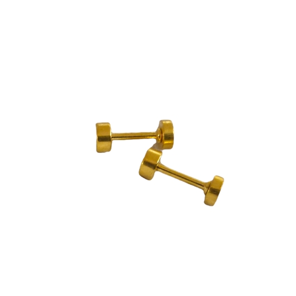 New Gold Flatback Studs Circle Stud Earrings Stainless Steel Studs - Picture 3 of 4